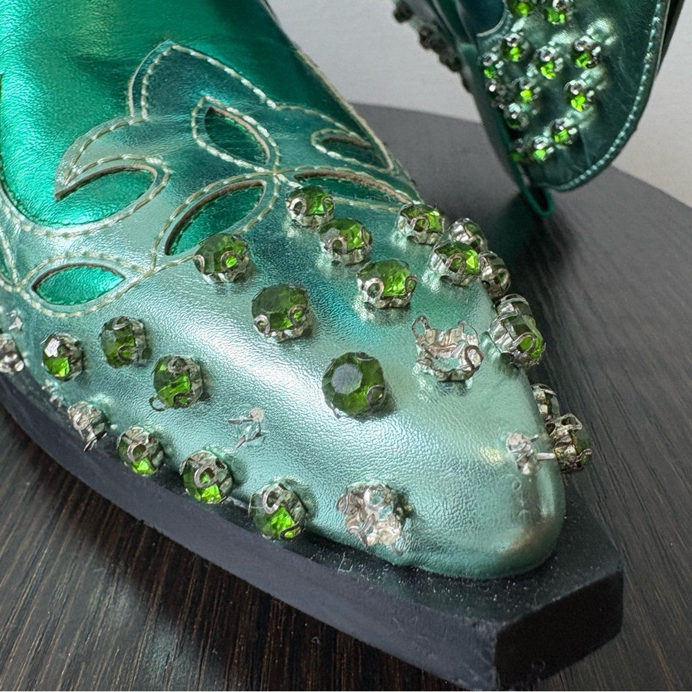 Azalea Wang Bright Green Cowboy Boots Size 8.5 Women - Picture 8 of 9